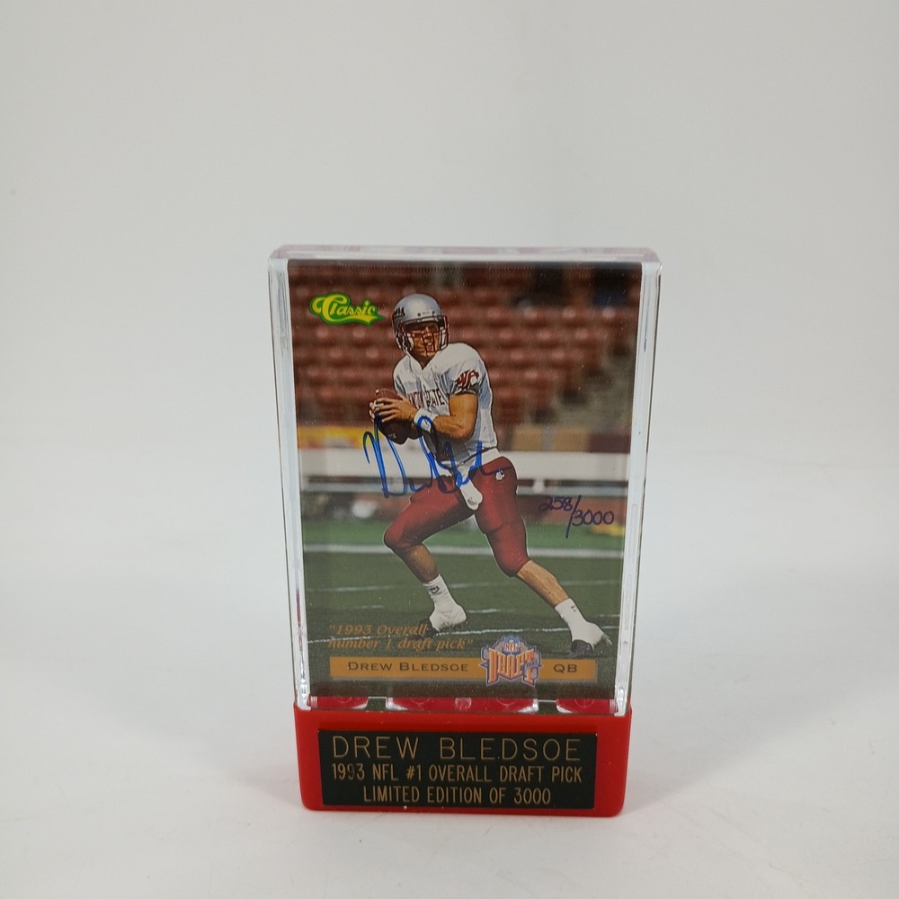 1993 Classic NFL Draft Drew Bledsoe Signed Rookie Card in Holder 258/1993 COA